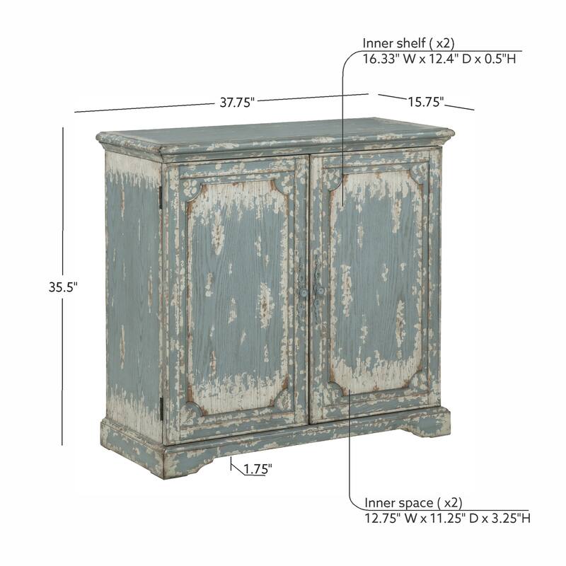 Brenna Distressed 2 Door Cabinet Blue