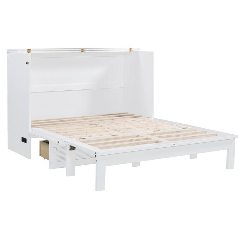 Full Size Murphy Bed with drawer and a set of Sockets & USB Ports