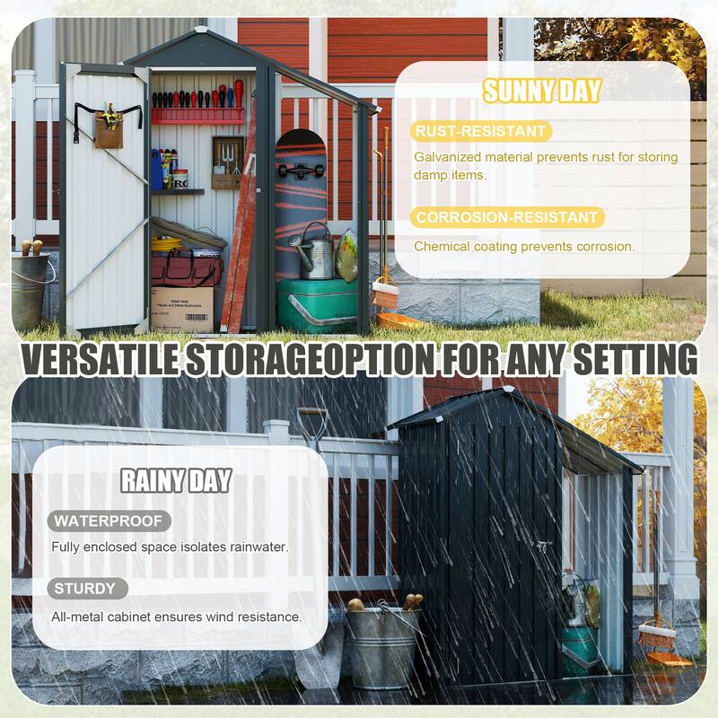 Premium Compact Metal Garden Shed, Waterproof, Secure Lock, Easy Assembly