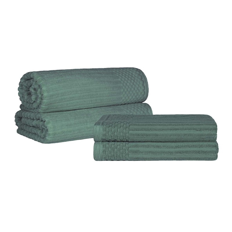 Superior Ribbed Cotton Absorbent Heavyweight Bath Sheet and Bath Towel Set