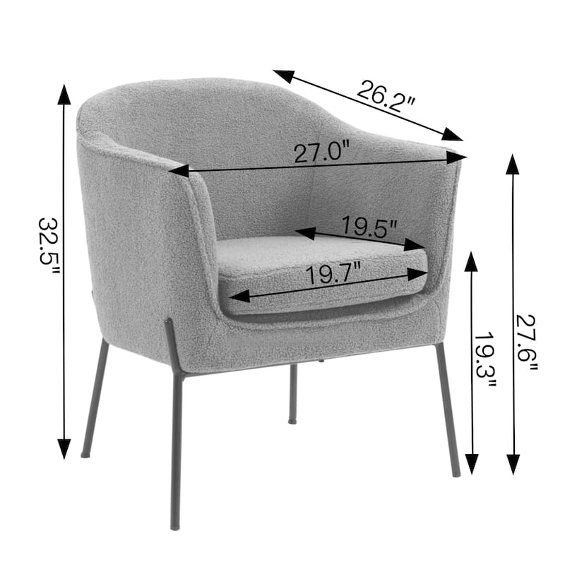 Ayame Gray Boucle Accent Chair with Black Iron Legs