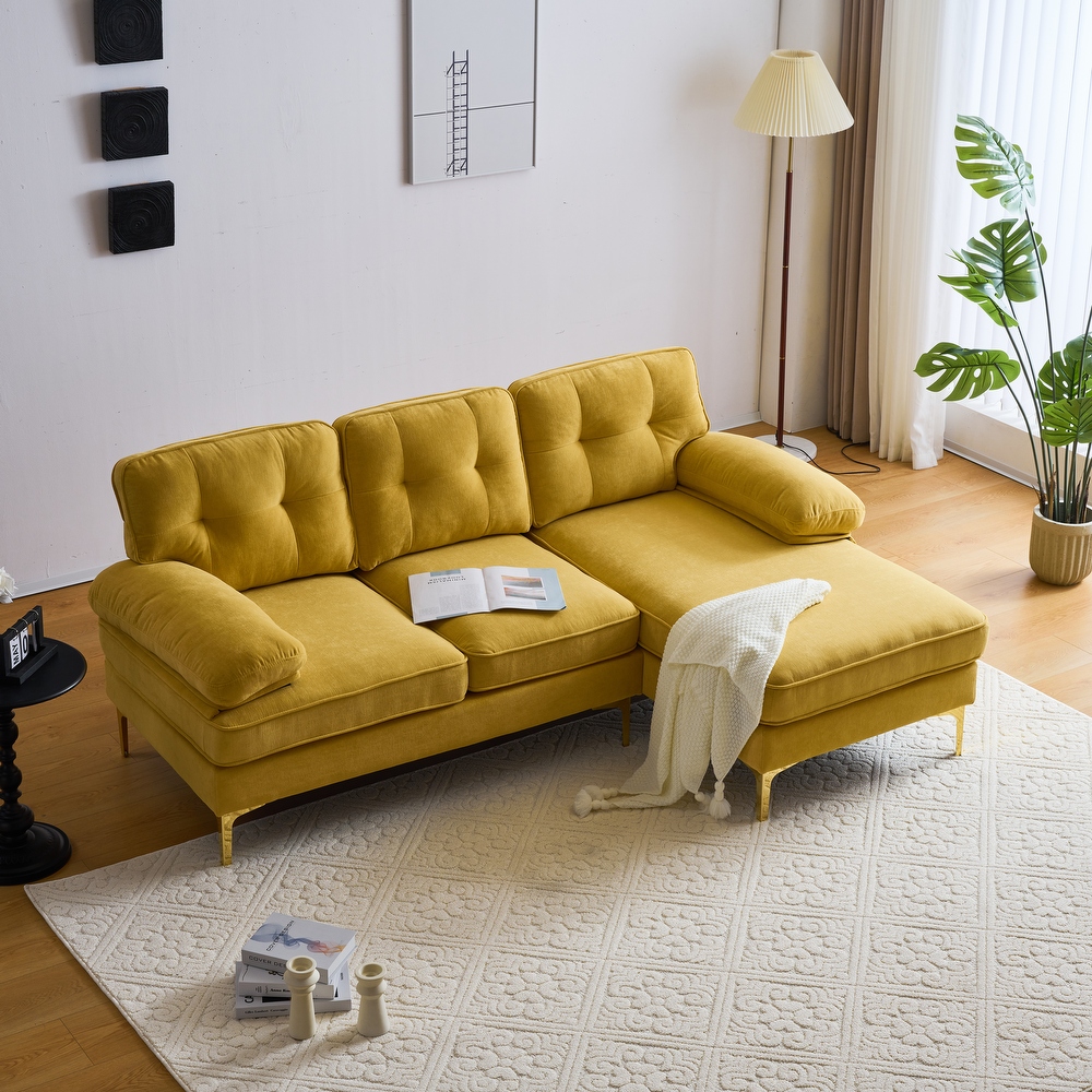 Yellow sofa with sales chaise