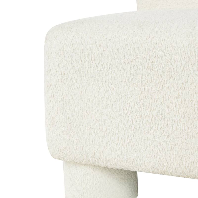 White Polyester Square Boucle Living Room Accent Chair