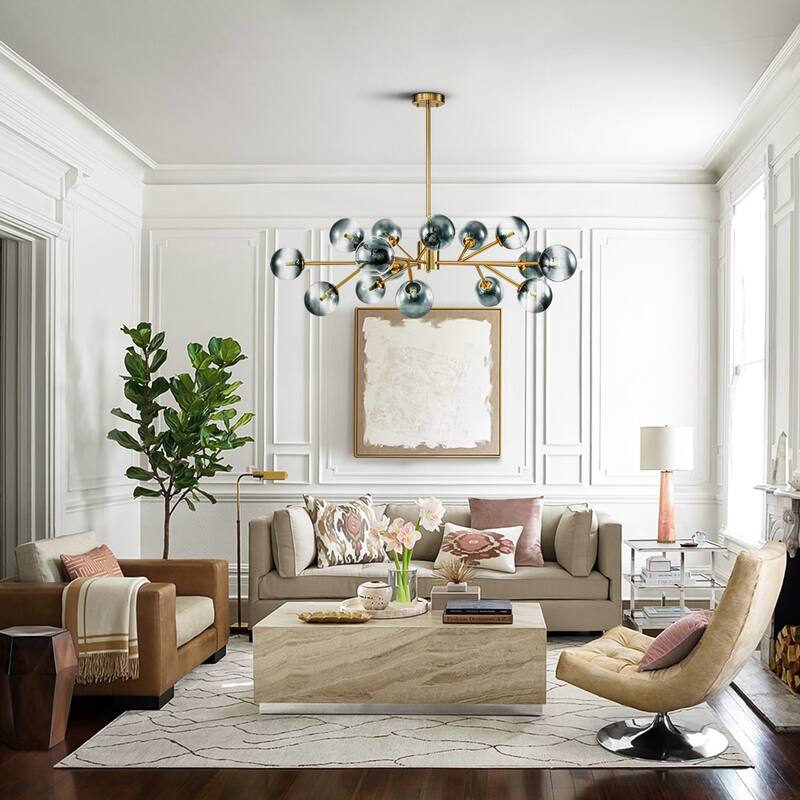 Modern Large Bubble Sputnik Chandelier in Black or Gold for Dining Room