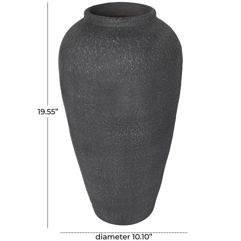 Ceramic Whitewashed Textured Decorative Vase - Black - Roche River Decor
