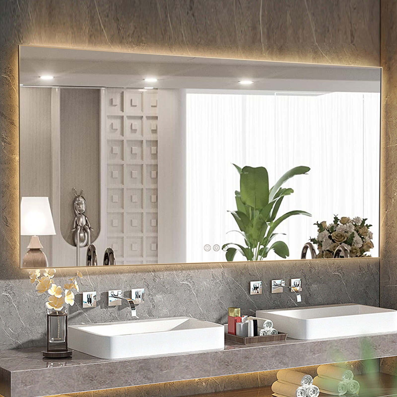 Gold backlit mirror store