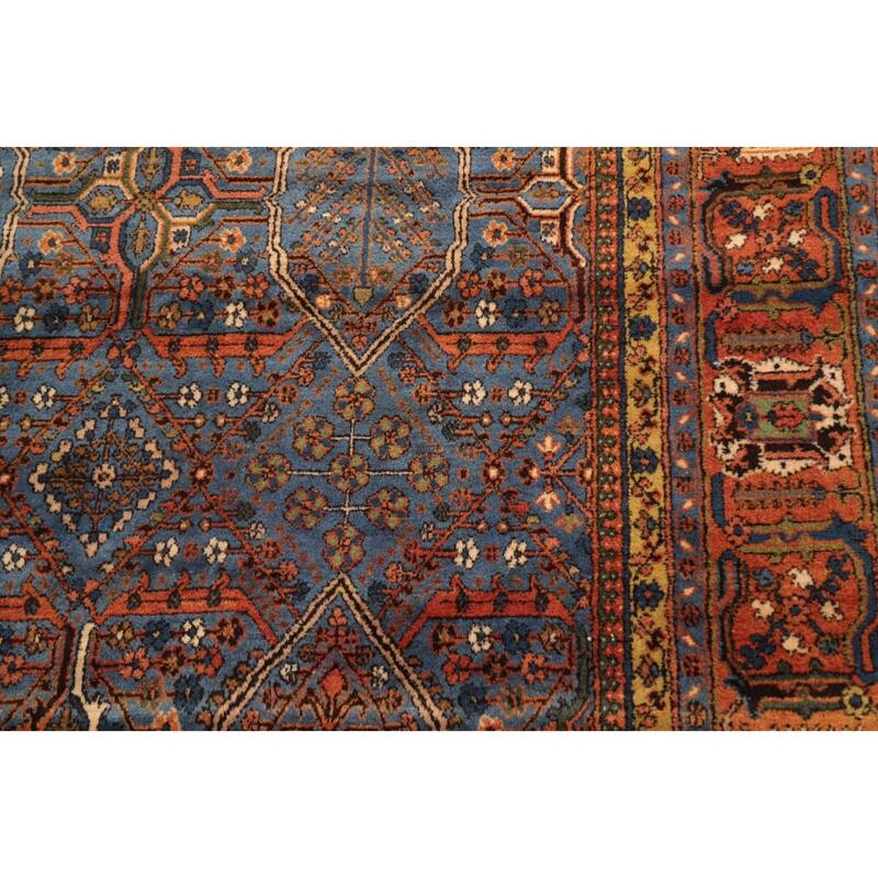 Hand Knotted Oriental 100% Wool Carpet Traditional Geometric Navy Blue & Blues Tabriz Area Rug - 10' 9'' X 7' 3''
