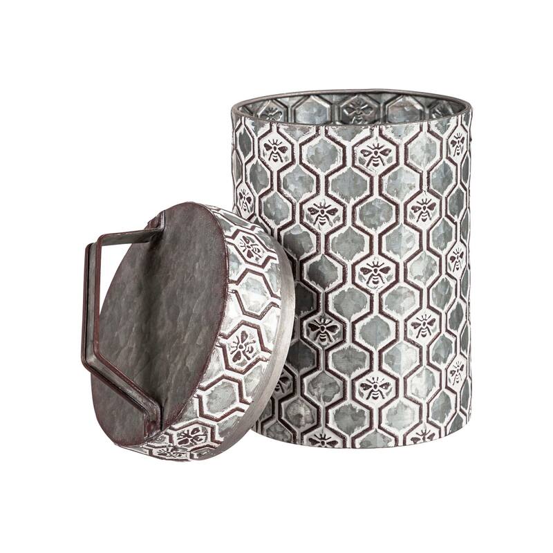 Embossed Metal Storage Containers, Outdoor Safe, Nested Set of 2