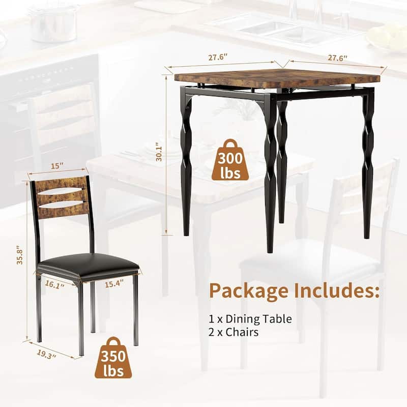 Dining Table Set for 2 with Spiral Table Legs for Small Spaces Kitchen Apartment