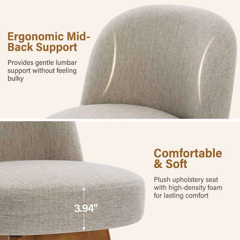 26" Upholstered Swivel Counter Stool With Solid Wood Frame - 37.8"H x 19.7"W x 23.2"D