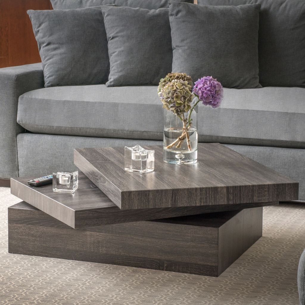 Modernesque Rotating Coffee Table with 60s-Inspired Design, 31.5" L x 23.62" W