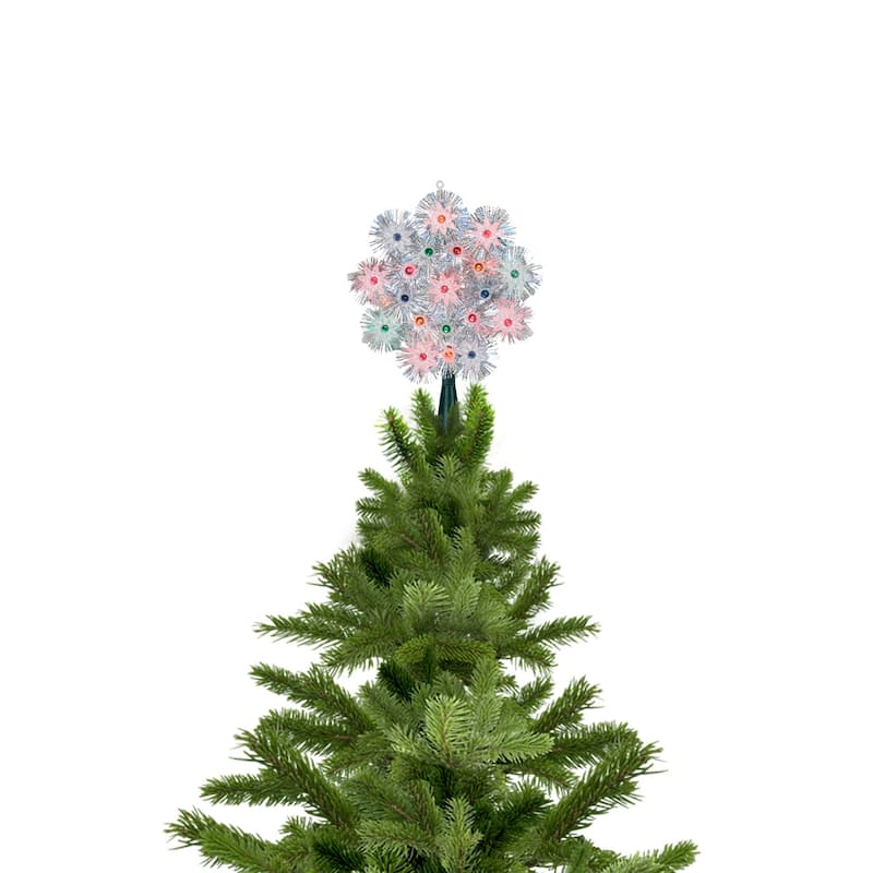 8" Pre-Lit Silver Retro Starburst Christmas Tree Topper - Multicolor Lights - 8