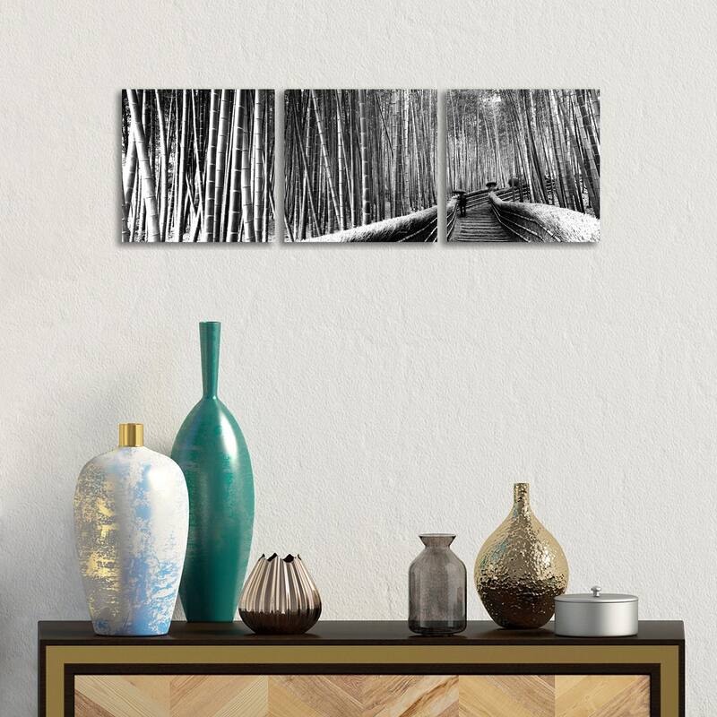 iCanvas "Stepped Walkway, Arashiyama, Kinki Region, Honshu, Japan" by Panoramic Images 3-Piece Canvas Wall Art Set - 12x36x1.5