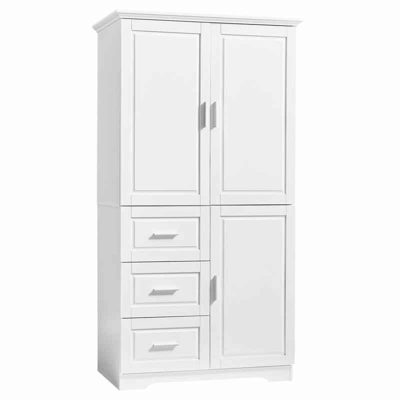 Tall and Wide Storage Cabinet with Doors and Three Drawers