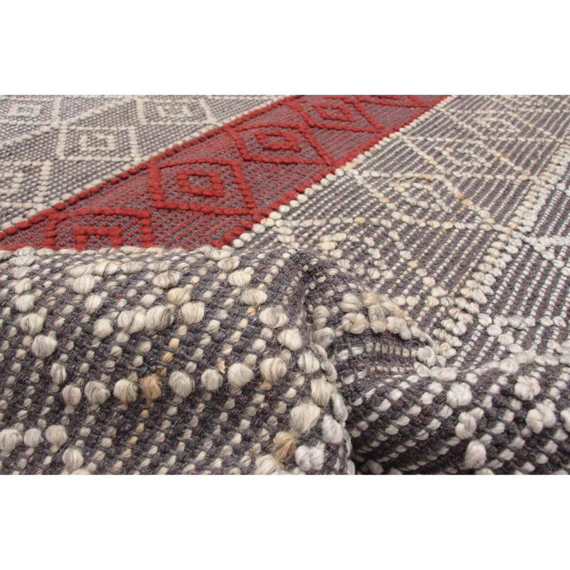 ECARPETGALLERY Braid weave Sienna Grey Wool Rug - 5'0 x 7'10