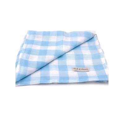 Work of Artisans All-Natural Cotton Baby Muslin Swaddle - Baby Blue