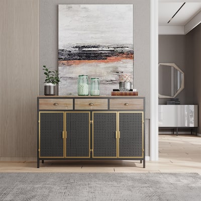 Modern 4 Doors Sideboard with 3 Top Drawers