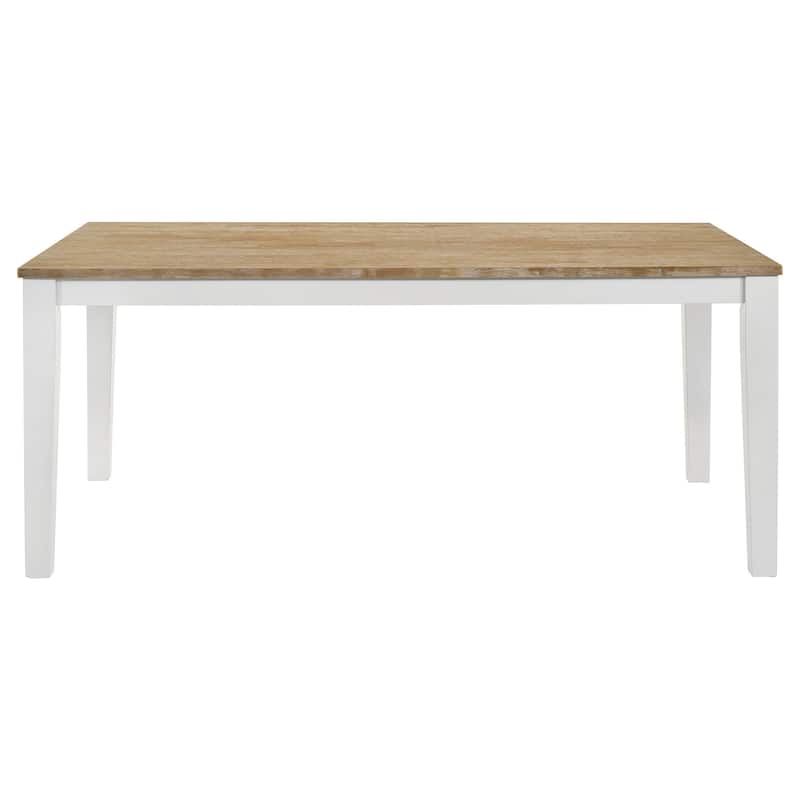 Hoa 72 Inch Dining Table, Rectangular Farmhouse Brown and White Solid Wood