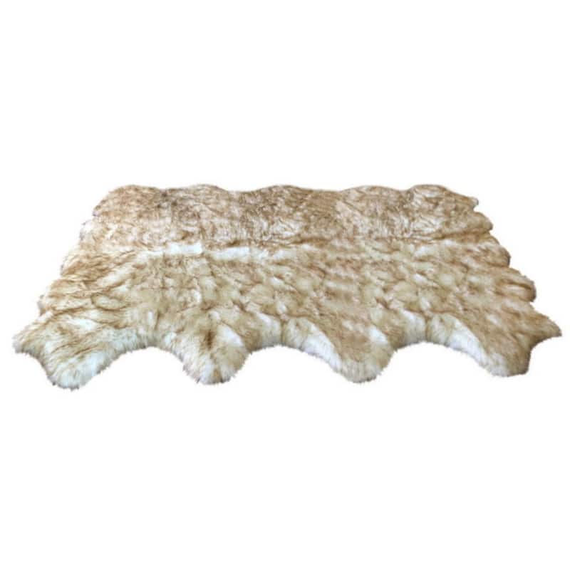 Highland Select Natural Long Wool Sheepskin 8 Pelt Shag Rug - 5'5" x 6'8"