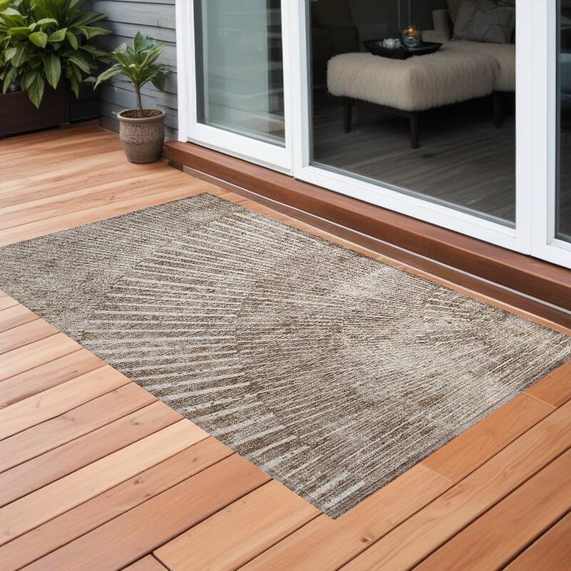 Alnana Contemporary Abstract Weather Resistant Classic Meets Modern Outdoor Rug - 3' x 5' - Multi