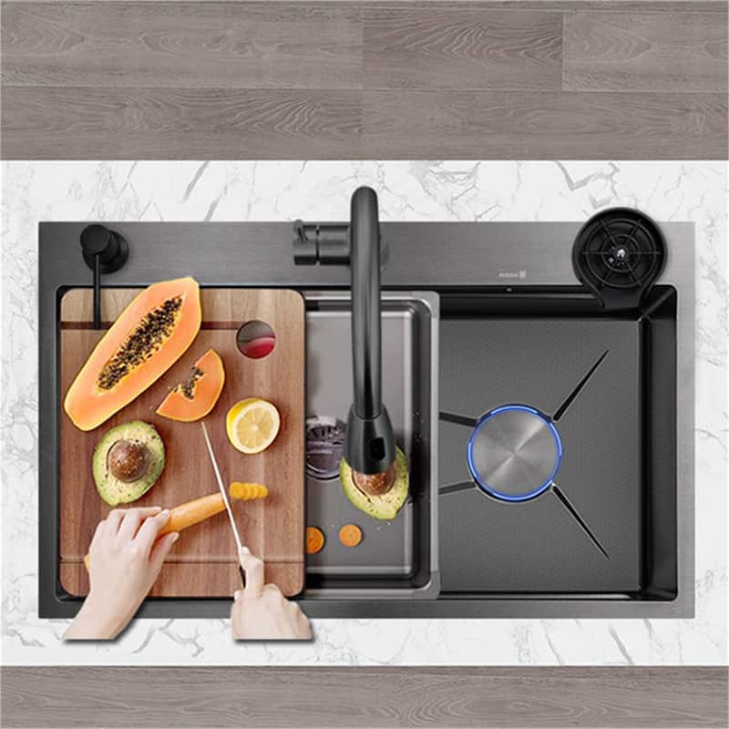 29.5Inch Drop-In Single Sink with Basin and Chopping Board