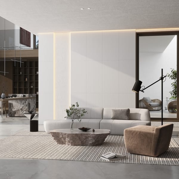 Terrain 24x48 White Porcelain Large Format Ribbed Wall Tile (15.55 sq ...