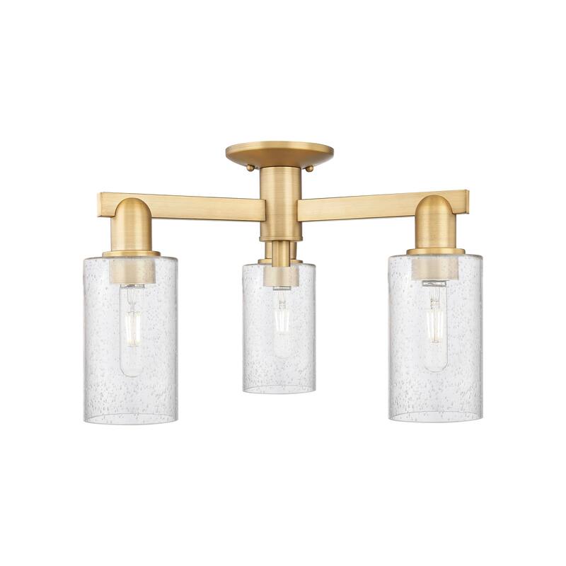 Innovations Lighting Endless Possibilities Arcadia - Clymer - 3 Light 21" Semi-Flush Mount - Brushed Brass/Seedy