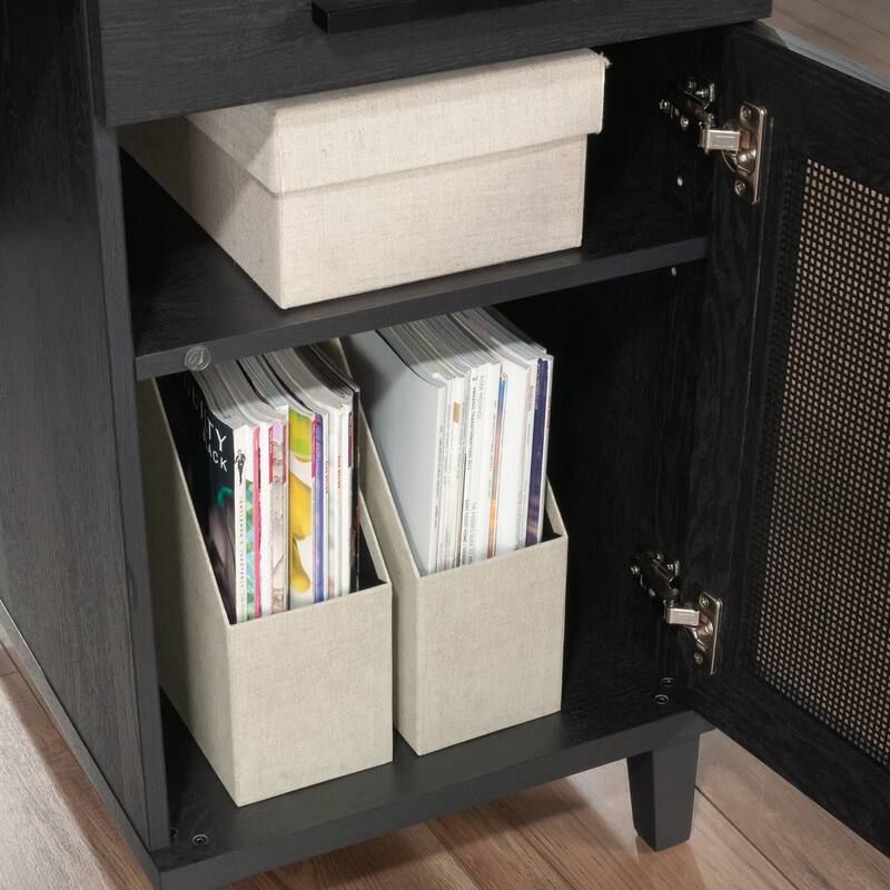 Engineered Wood Coastal Desk with Two Storages, Black