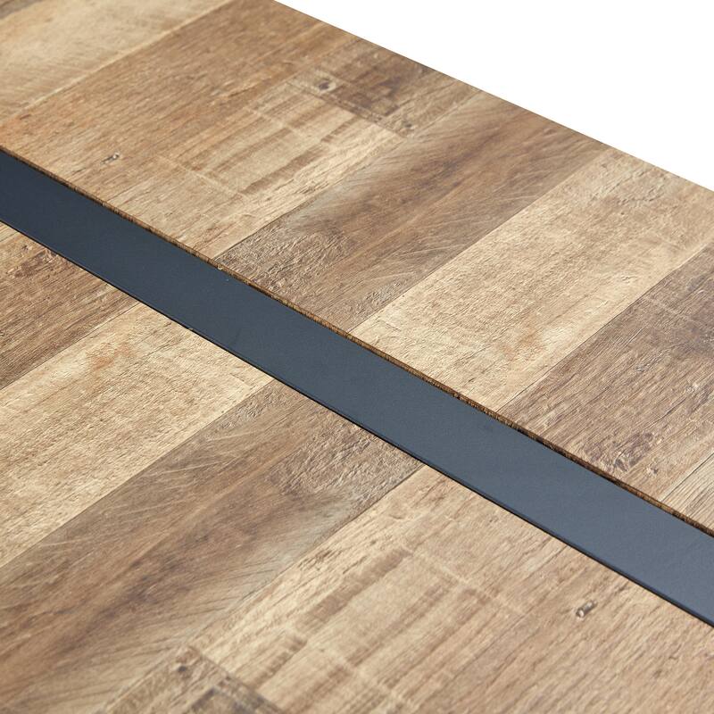 Modern Dining Table with Wood Textured Tabletop Unique Spliced Pattern Office Table with Anti-Slip Feet