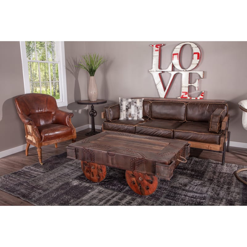 World Interiors Distressed Tobacco Leather Deconstructed Club Chair