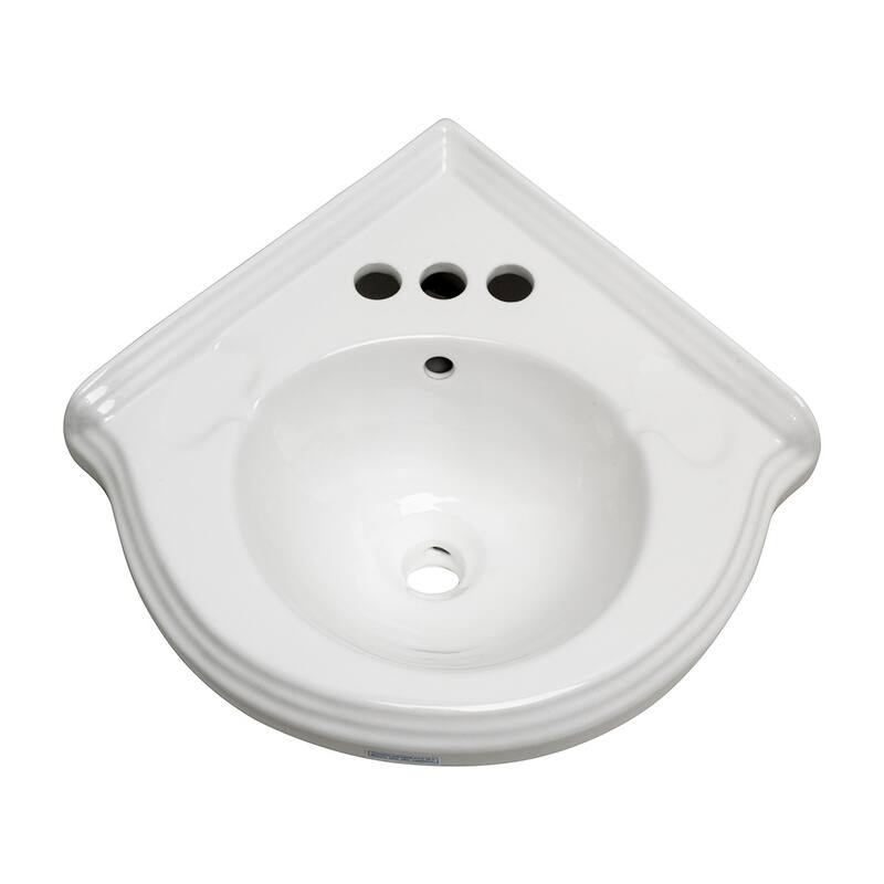 22" White Wall Mount Bathroom Sink with Faucet, P trap and Sink Drain - White