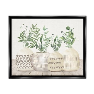 Stupell Herbs in Pottery Still Life Framed Floater Canvas Wall Art ...