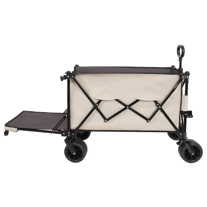 Foldable Wagon With Extended Tailgate, Extra Long Extender Wagon Cart,Beach Wagon Cart Heavy Duty