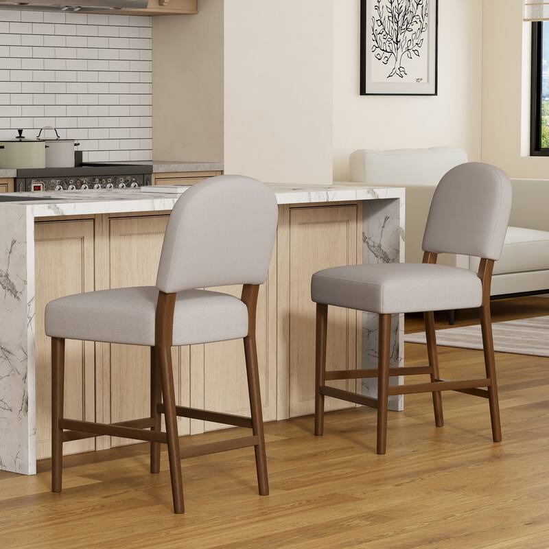 Christopher Knight Home - Upholstered Counter Height Bar Stool Set with Spacious Seat & Adjustable Floor Levelers, Set of 2 - Light Gray