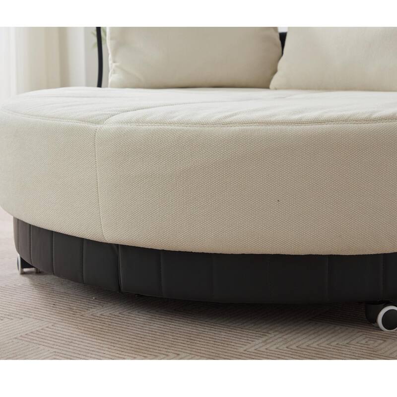 52.75" W Oversized Round Accent Chair 360° Swivel Barrel Chair with Wheels & Adjustable Phone Stand