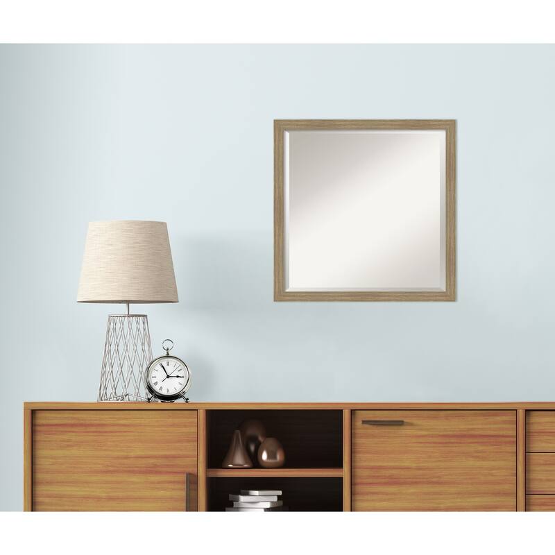 Woodgrain Stripe Beveled Wood Framed Wall Mirror