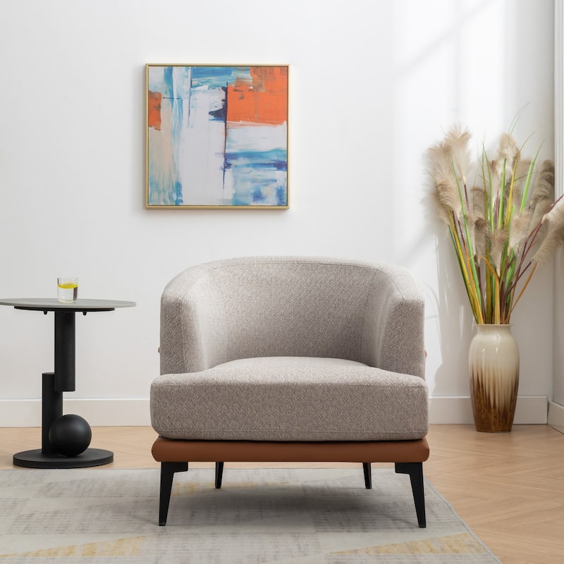 Modern Two-tone Barrel Fabric Upholstered Armchair for Living Room - Burnt Orange