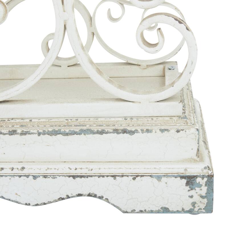 Metal Scroll Pillar 10 Plate Candelabra - White - Roche River Decor