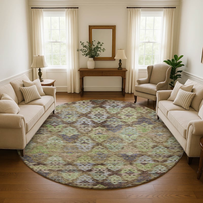Premium Washable Super Soft Boho Medallions Mayfield Rug - Brown - 8' x 8'