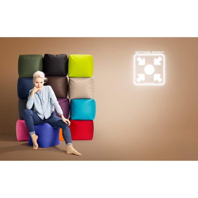 Sitting Point Oxford Fabric Cube Brava Pouf
