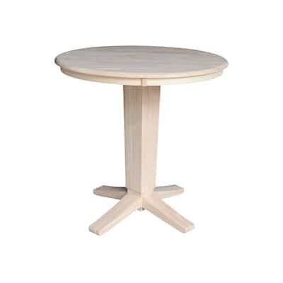 36 in Solid Wood Round Top Counter Height Pedestal Dining Table