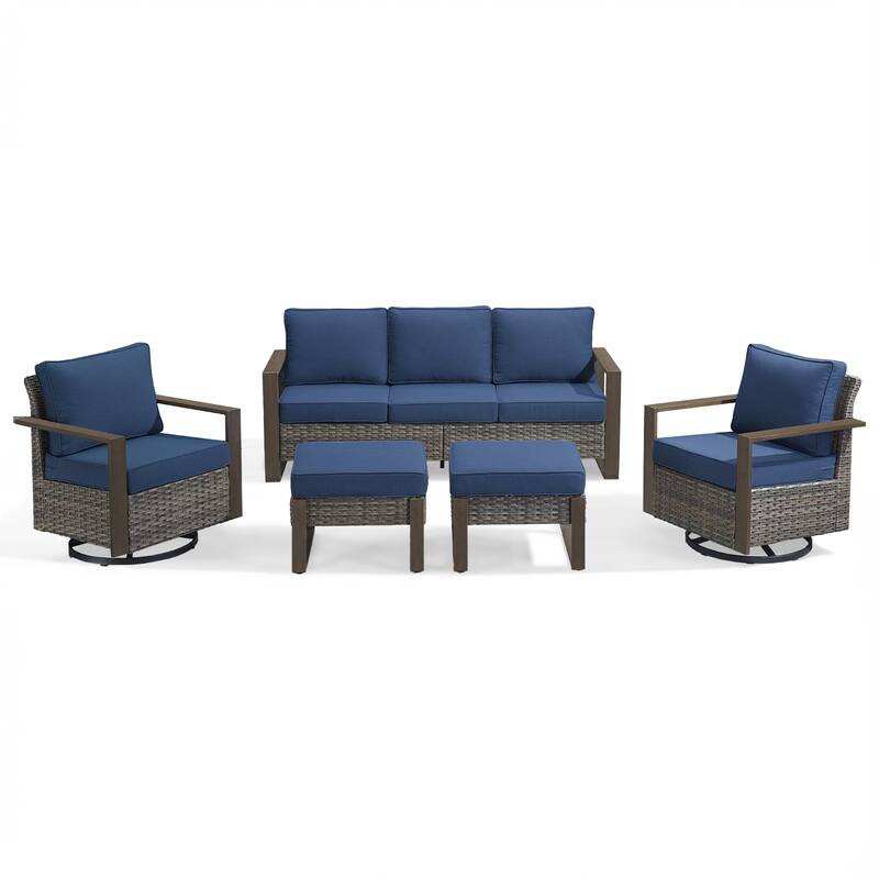 Pocassy Outdoor Sofa Patio Swivel Chair Funiture Set