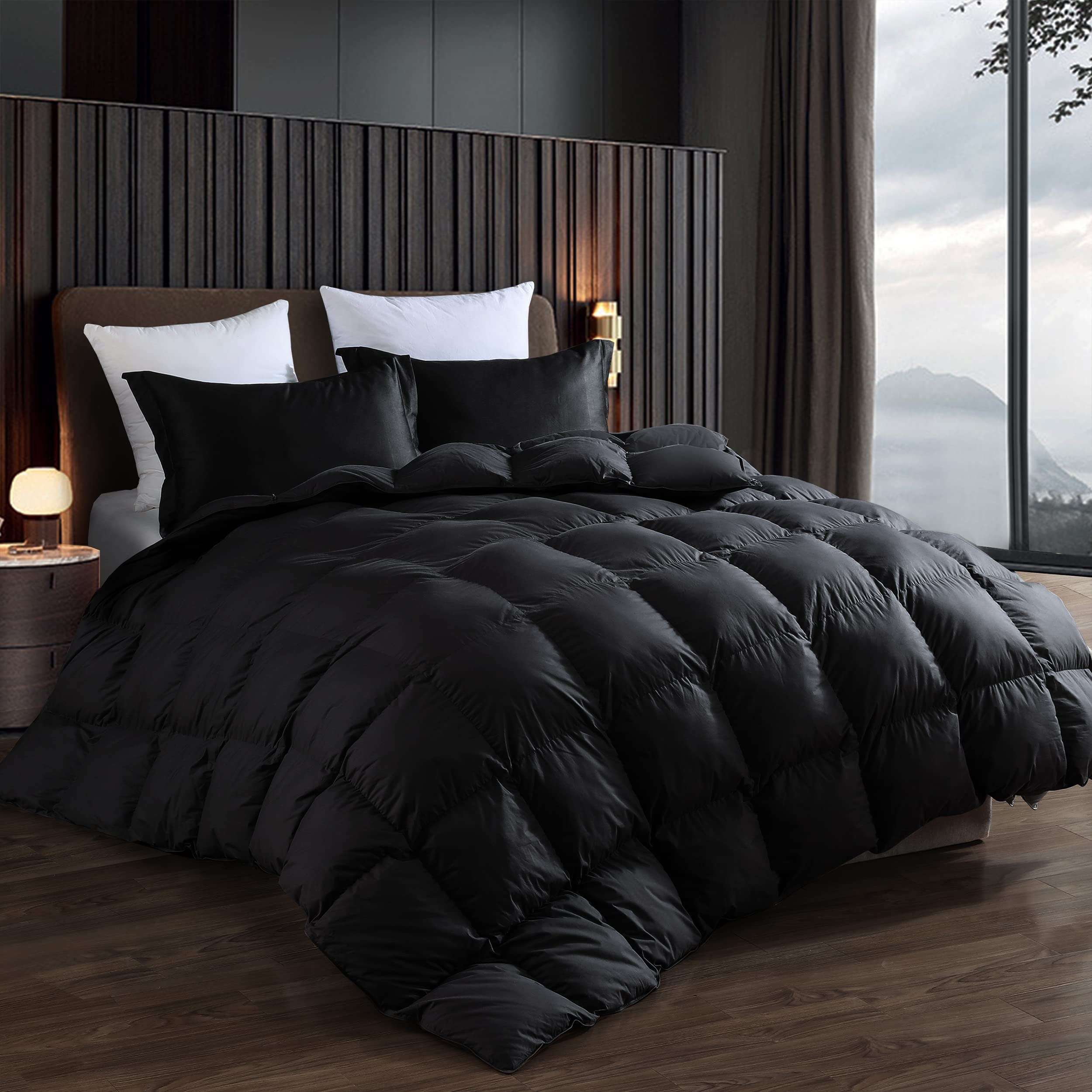 Luxurious All Season Goose Down Feather Fiber Comforter King Size Duvet Insert Pinch Pleat 70 oz. Fill Weight Bed Bath Beyond 40277497