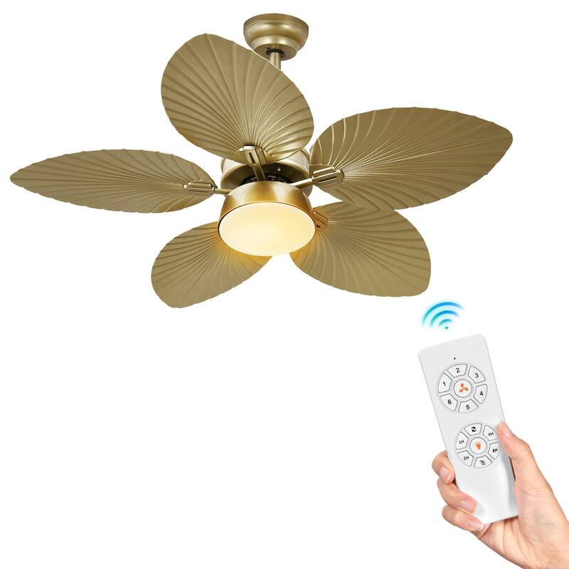 Moasis 52" Palm Leaf Ceiling Fan with Light Tropical Style with Remote