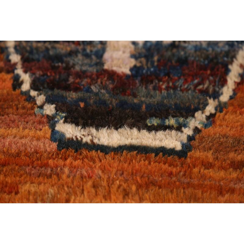 Orange Moroccan Oriental Runner Rug Handmade Tribal Wool Carpet - 2'11" x 9'10"