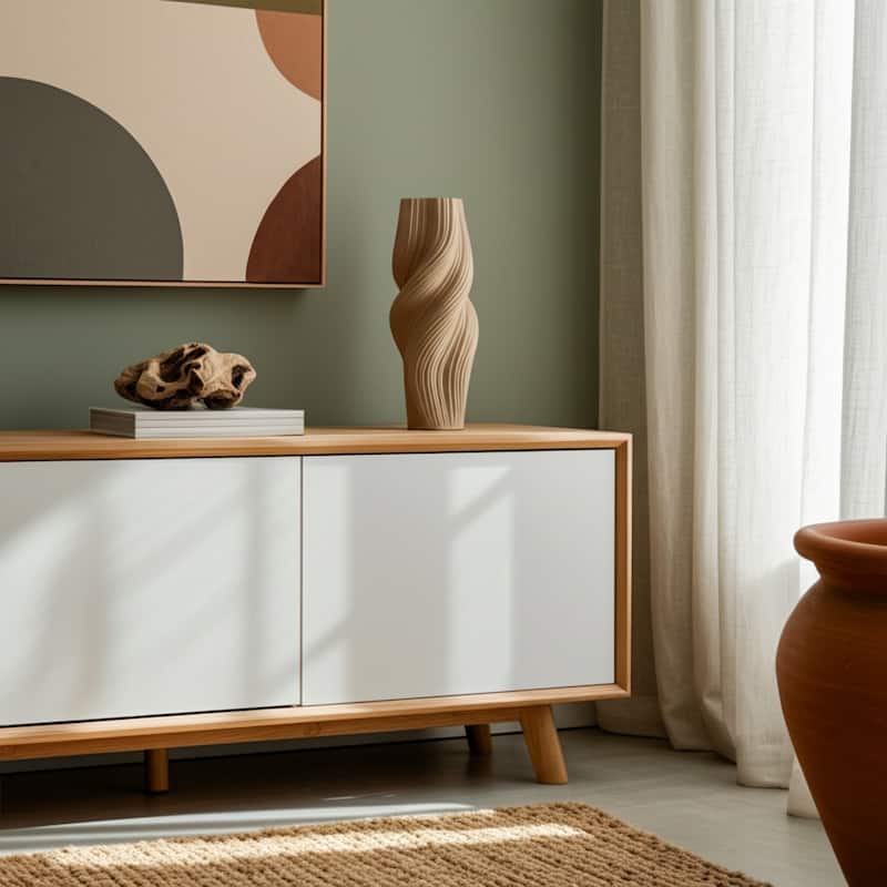 Stoneware Vase Spiral Sculptural Textured Swirling Form - 5.75" x 5.75" x 14"