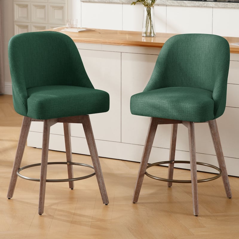 26" Counter Height Swivel Bar Stool, Upholstered Counter Stools - 39.37" (H) x 22.44" (D) x 21.65" (W)