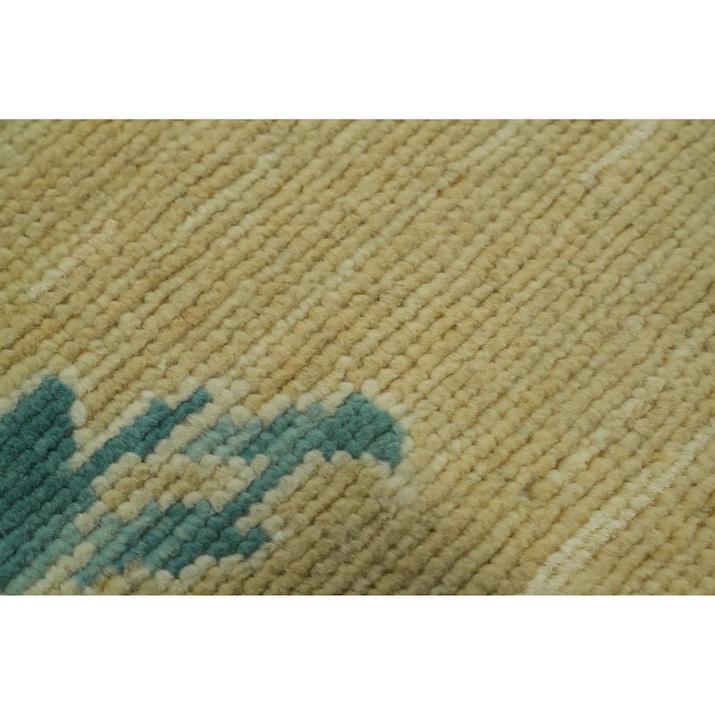 Vegetable Dye Wool Oushak Turkish Area Rug, Floral Geometric Carpet - 10' 11'' X 8' 5''