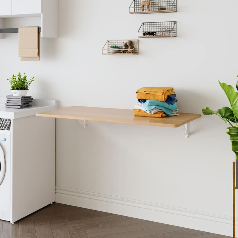 Laundry Room Folding Table Wall Mounted Folding Table for Small Spaces, Fold Down Desk, Workbench