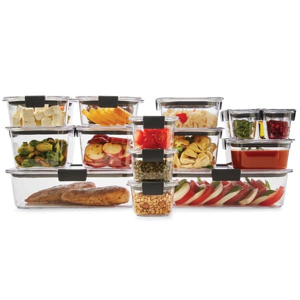  Rubbermaid Leak-Proof Brilliance Food Storage Set  9.6 Cup  Plastic Containers with Lids, 2-Pack, Clear & Brilliance Food Storage  Container, BPA free Plastic, Medium, 3.2 Cup, 5 Pack, Clear: Home & Kitchen